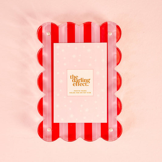 Rectangle Scalloped Acrylic Frame-Peppermint Stripes