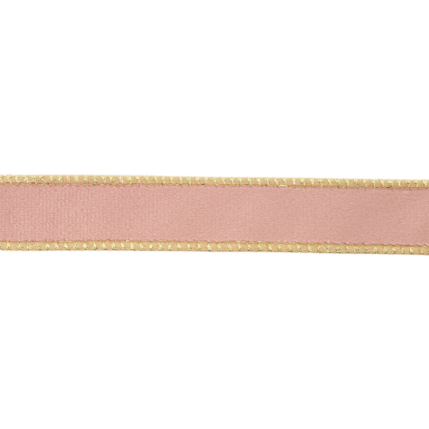 1" Reversible Classic Velvet Wired Ribbon | Pink/Gold | 10 Yard Roll