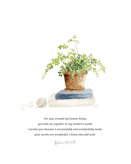 Psalm 139:13-14 Maidenhair Fern Scripture Print