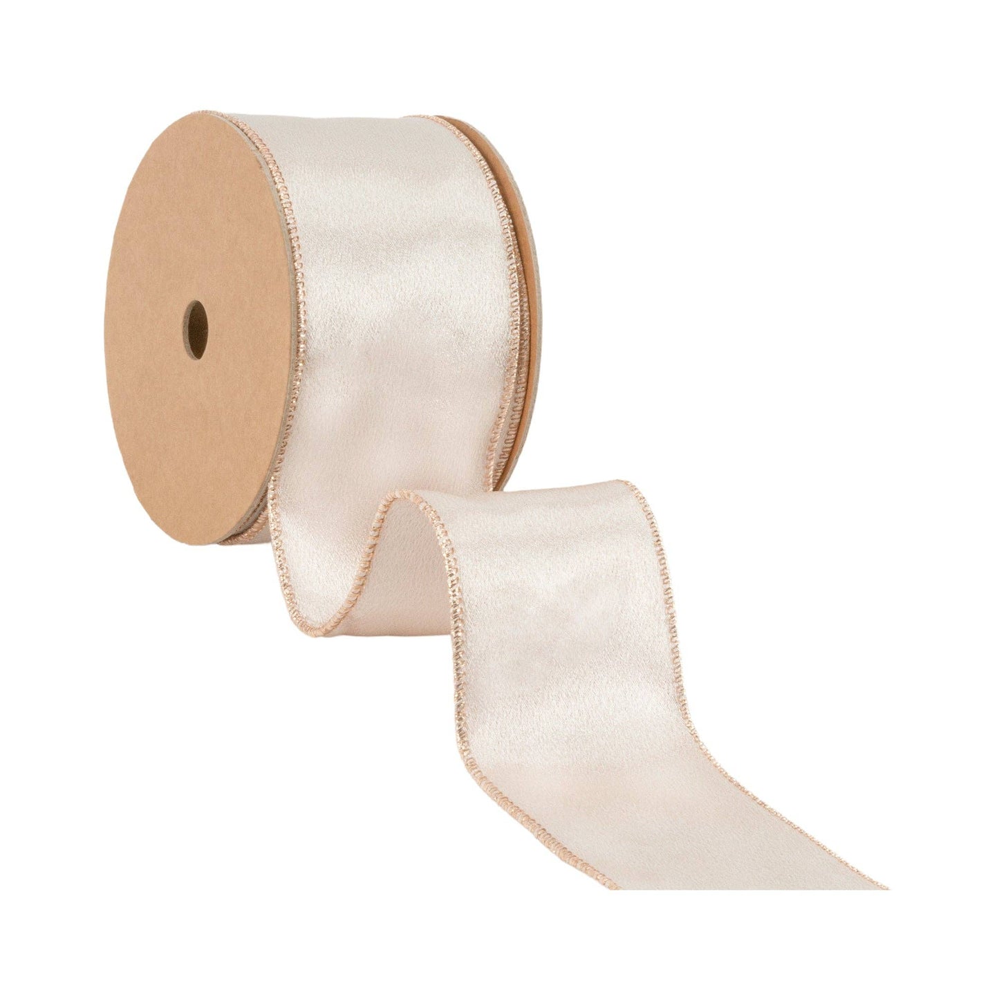 Wired Shimmer Satin Ribbon Champagne 10 Yard Roll