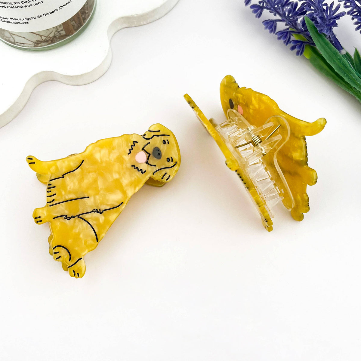Golden Retriever Acetate Hair Clip, Cartoon Dog Hair Claw