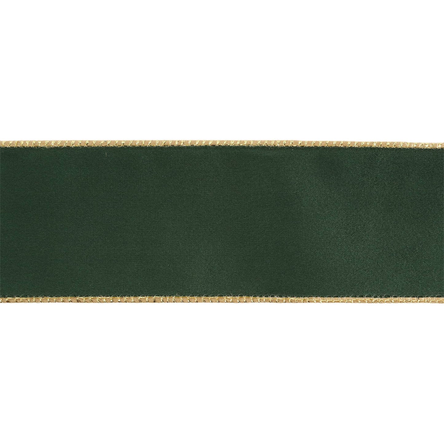 2 1/2" Reversible Classic Velvet Wired Ribbon | Green/Gold | 10 Yard Roll