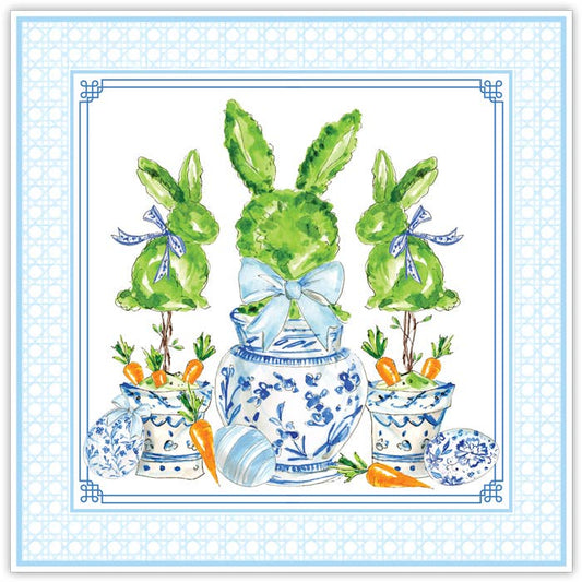 Bunny Topiaries Chinoiserie Pots and Carrots Square Placemat