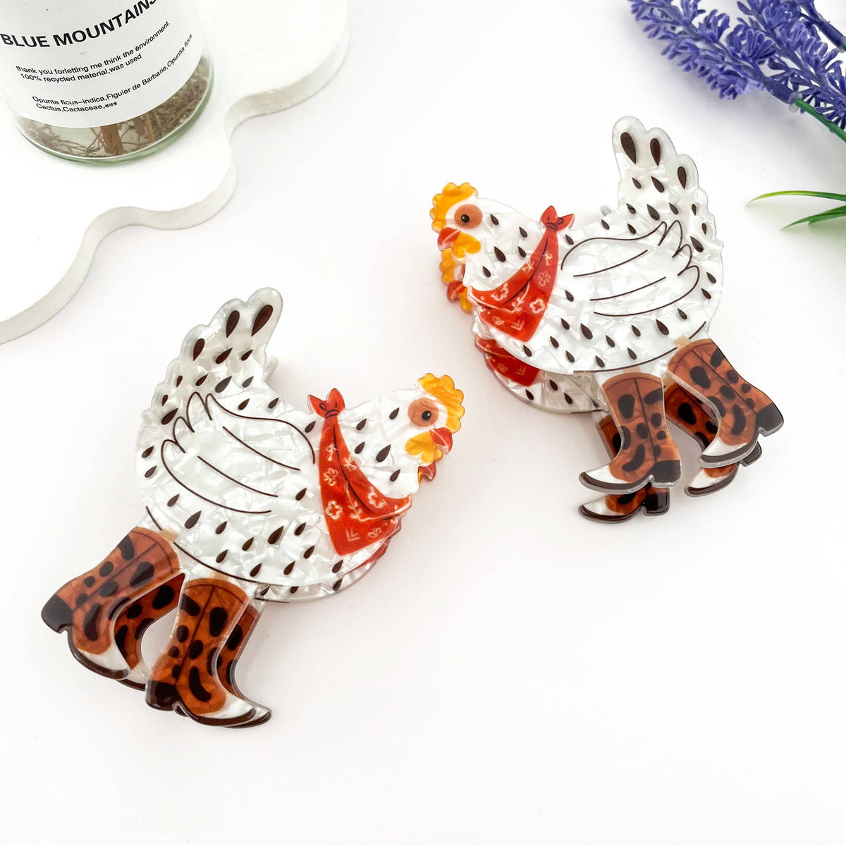 Cowboy Chicken Hair Claw Clip – Playful Western Charm