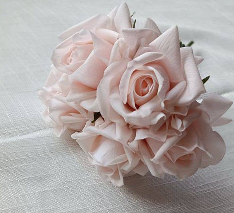 10''T Real Touch Rose Bouquet, Blooming Spring Rose, 5 Stems