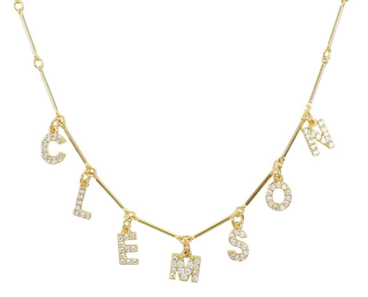 Clemson Necklace - Rhinestone