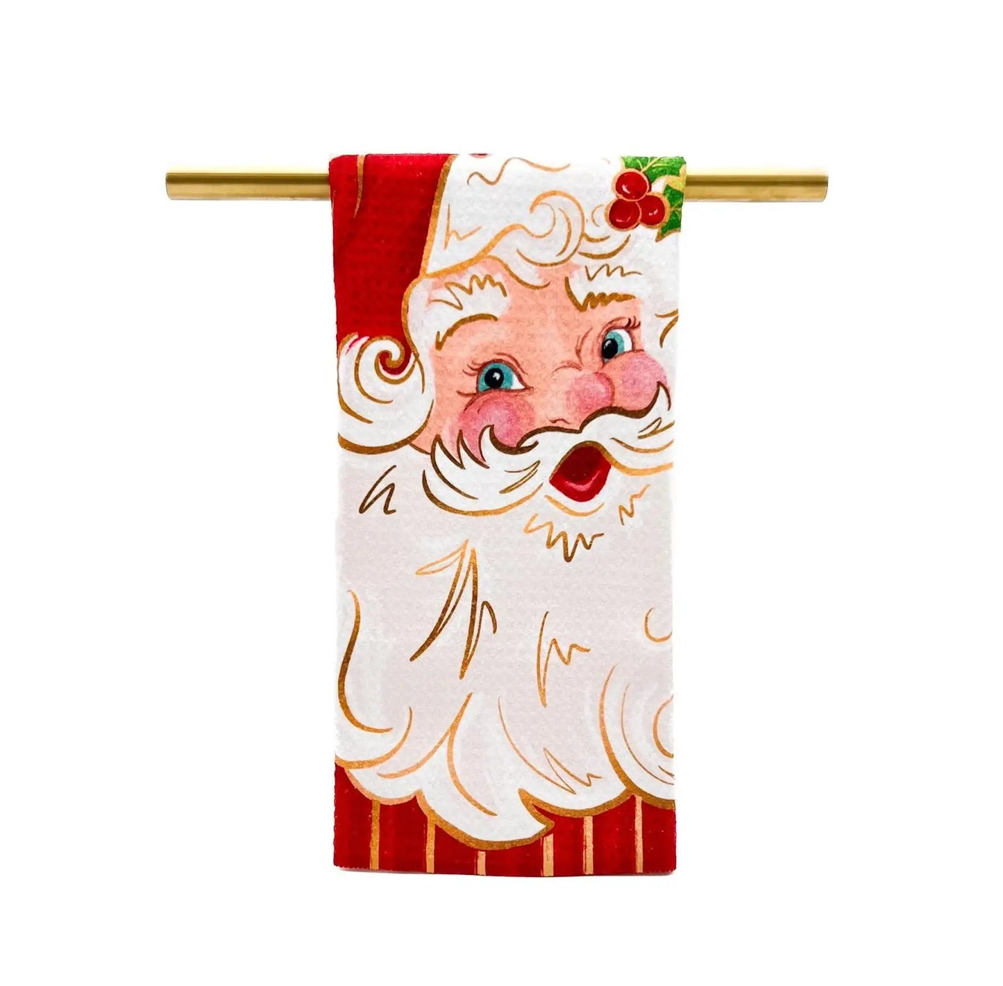 Pretty N' Red Santa Tea Towel - Christmas Hand Towel