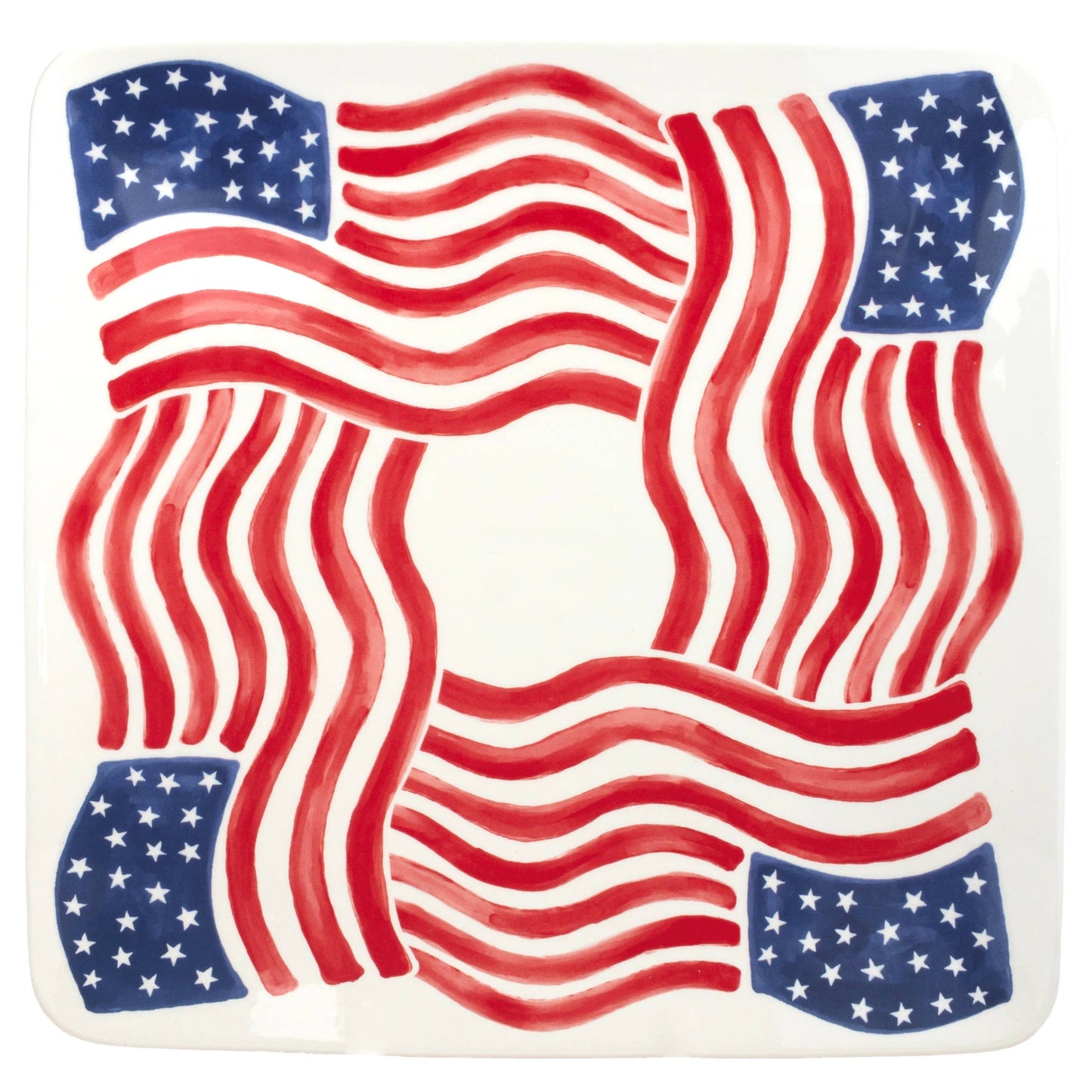 Stars & Stripes Square 12" Dia. Ceramic Platter