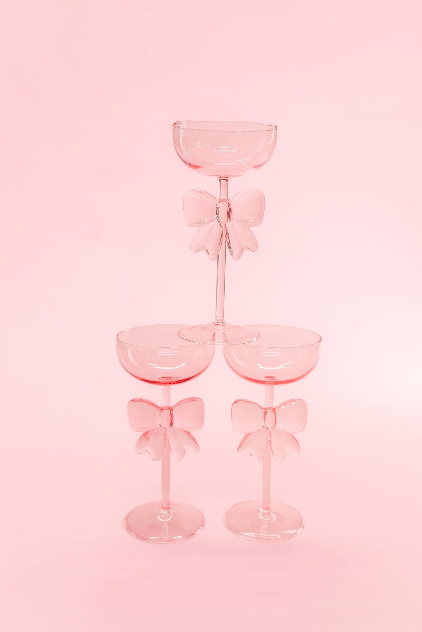 Bow & Bubbly - Pink Coupe Wine Glass 