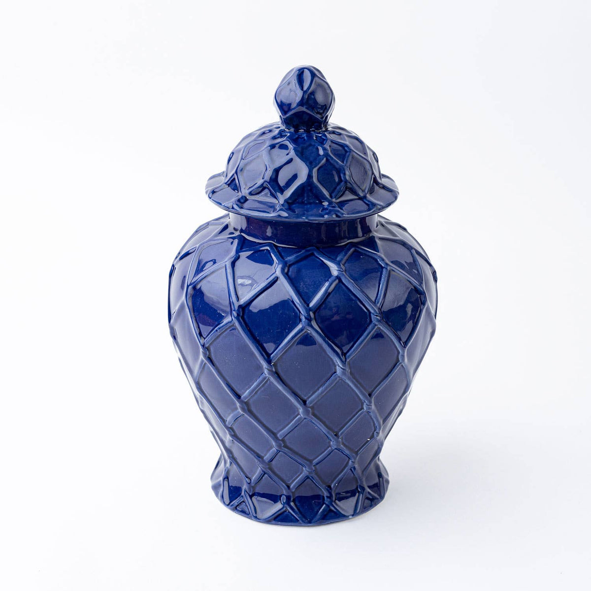LG Navy Textured Ginger Jar with Lid