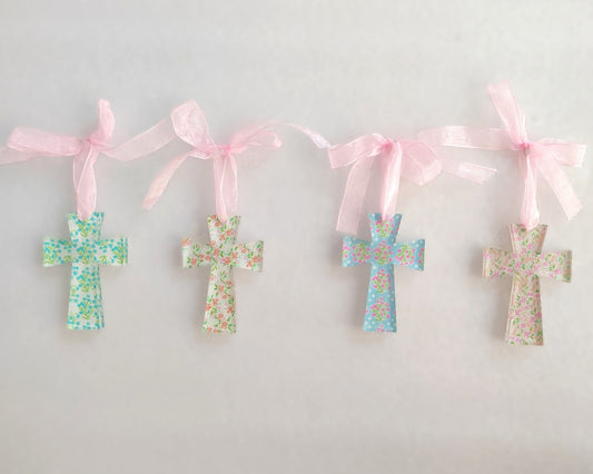 Floral Assorted Acrylic Cross Ornament