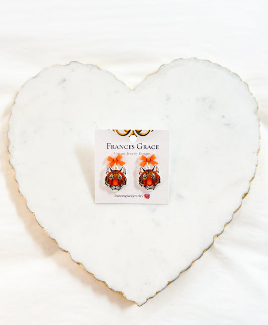 Tiger Earrings with Bow