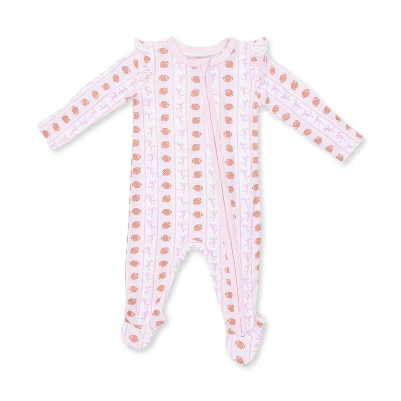Football Bow Ruffle Onesie