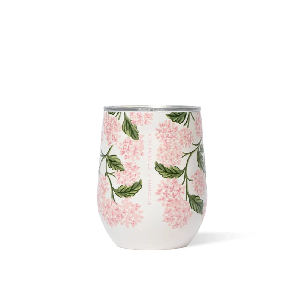 12oz Stemless Pink Hydrangea Stemless Tumbler