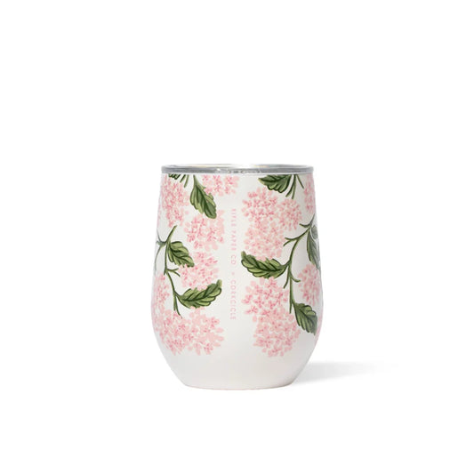 12oz Stemless Pink Hydrangea Stemless Tumbler