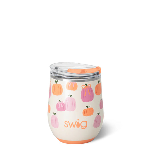 Pumpkins and Bows Stemless Wine Cup 12oz