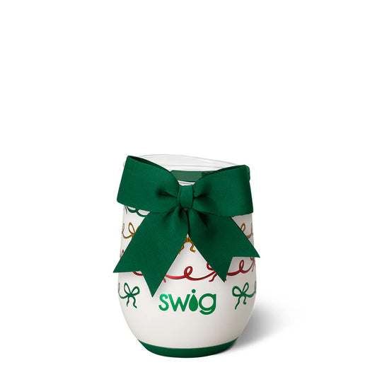 12oz Christmas Bows Stemless Wine Cup