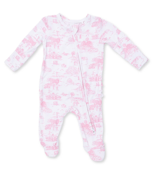 Pink Toile Golf Footie
