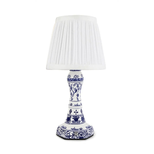 LED Cordless Blue and White Floral Lamp