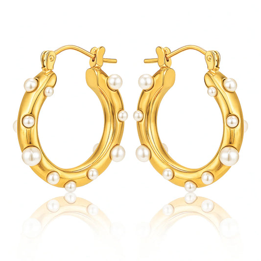 Nicoletta Pearl Hoop Earrings