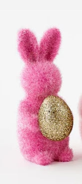 Flocked Bunny with Gold Egg