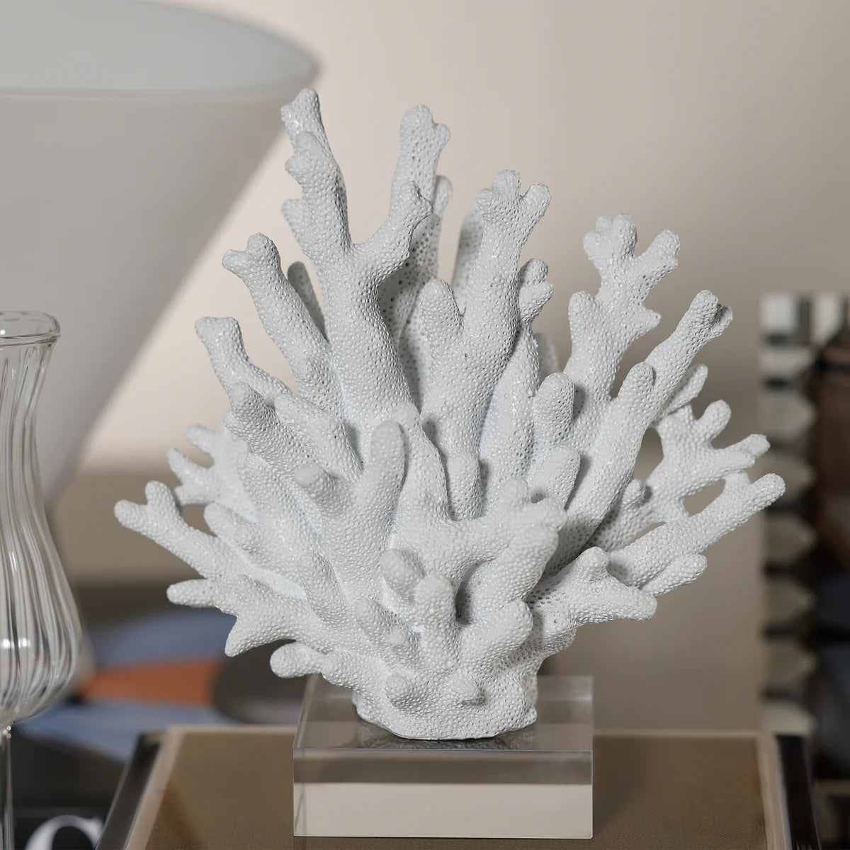 8.25" White Resin Coral on Acrylic Base