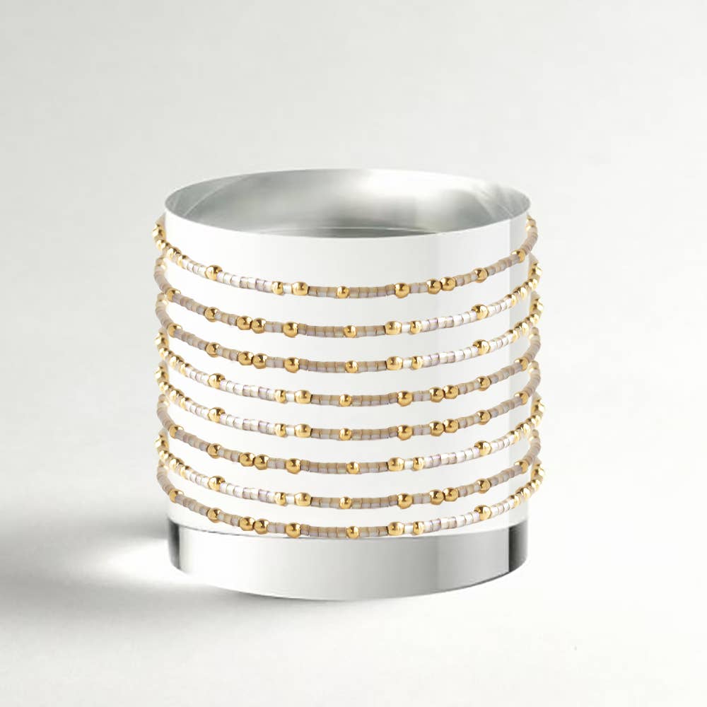 Confetti Beaded Bangle-Smoky Quartz, Stacking Bracelets