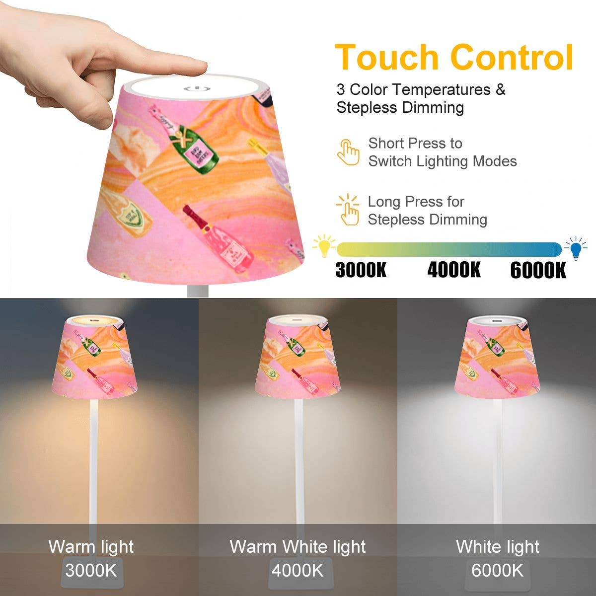 Champagne Mahjong LED Table Lamp – Poppin’ Bottles Pattern