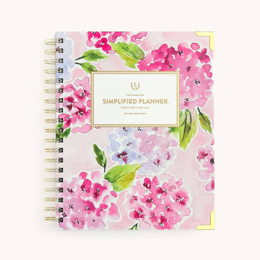 2026-2027 Spiral Weekly Simplified Planner - Blush Hydrangea