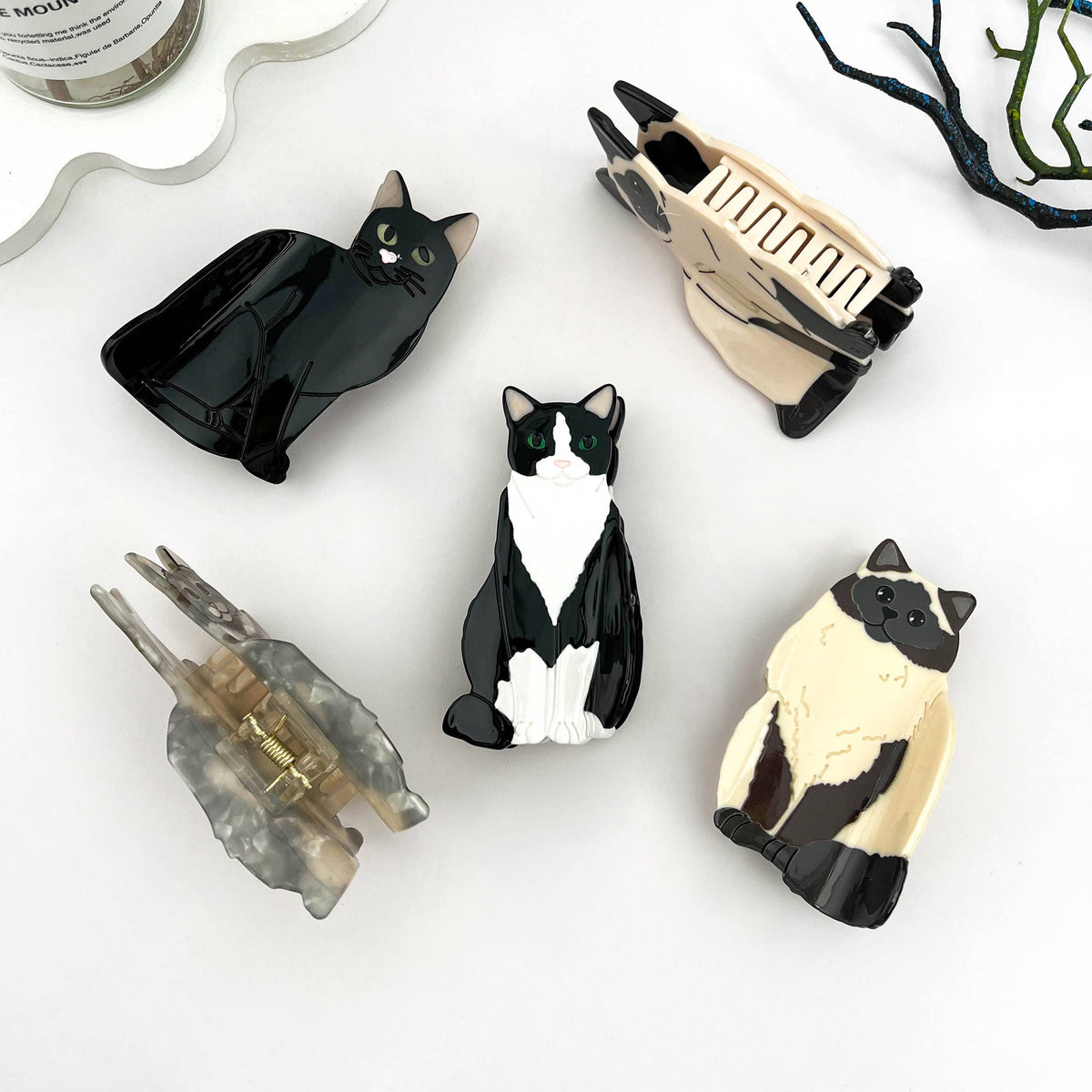 Creative Black Cat Acetate Animal Hair Claw Clip