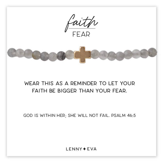 Faith Over Fear Cross Bracelet-Cloudy Quartz | Christian