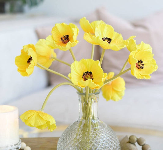 11" Real Touch Poppy 6 Stems