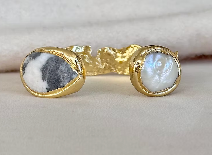 Mist Medium Cuff - Zebra Jasper