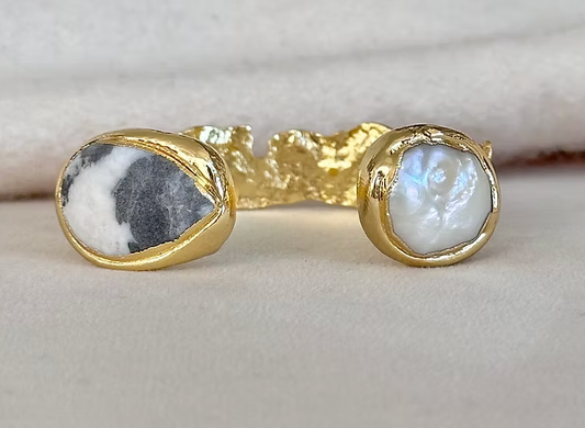 Mist Medium Cuff - Zebra Jasper