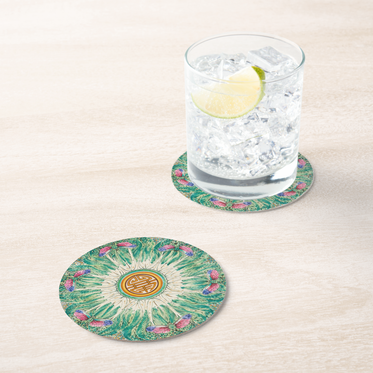 Chinoiserie Bok-Choy Pulp-board Coaster Set of 8 