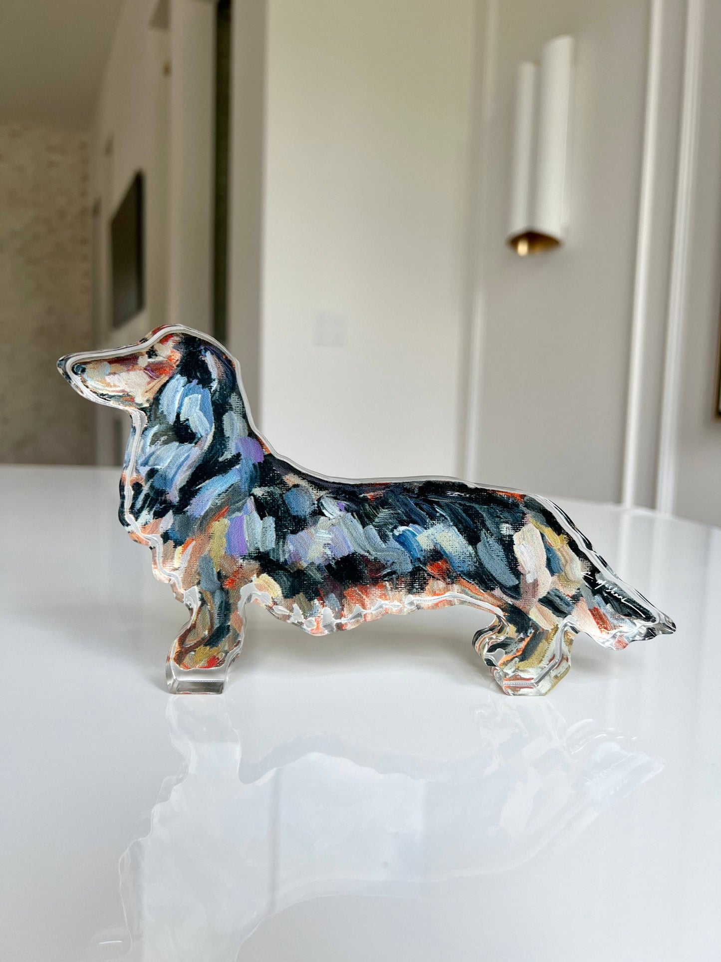 Dachshund Black & Tan Mini Long-haired Acrylic