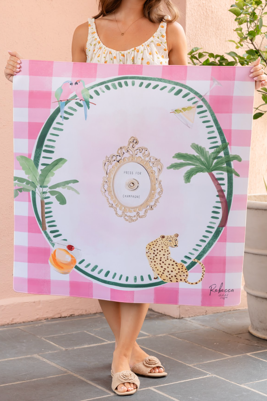 Pink Gingham Mahjong Mat