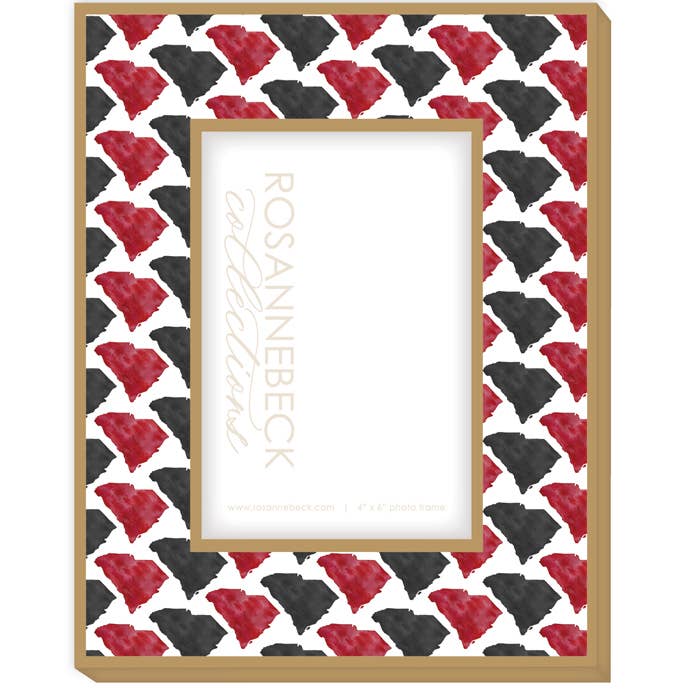Maroon& Black State Of South Carolina Pattern Frame 4x6-Gold
