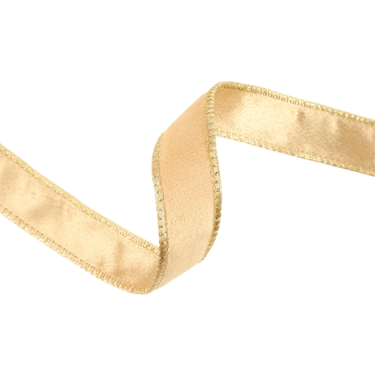 1" Reversible Classic Velvet Wired Ribbon | Tan/Gold | 10 Yard Roll