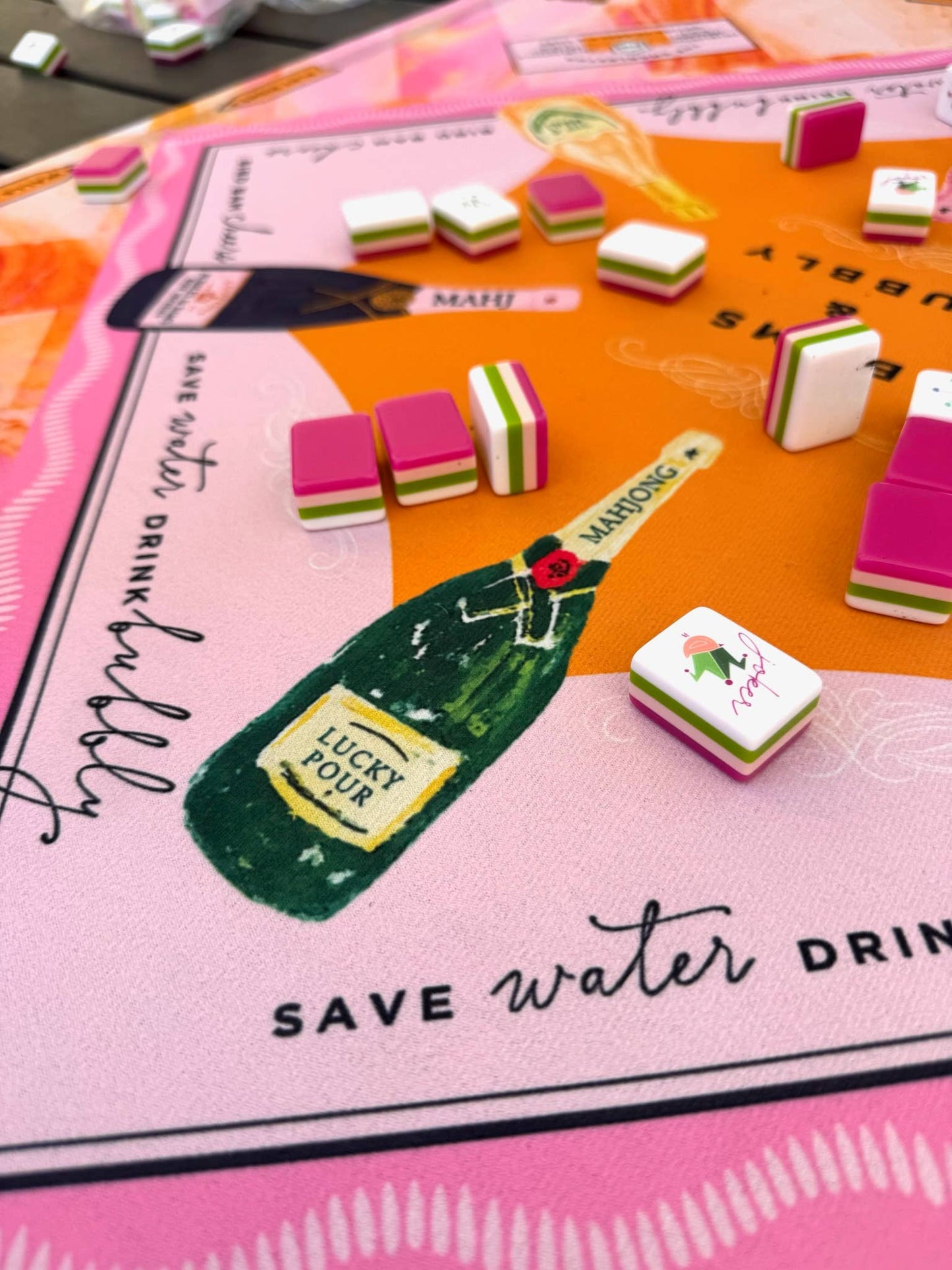 Bams & Bubbly Mahjong Mat | Champagne & Mahj