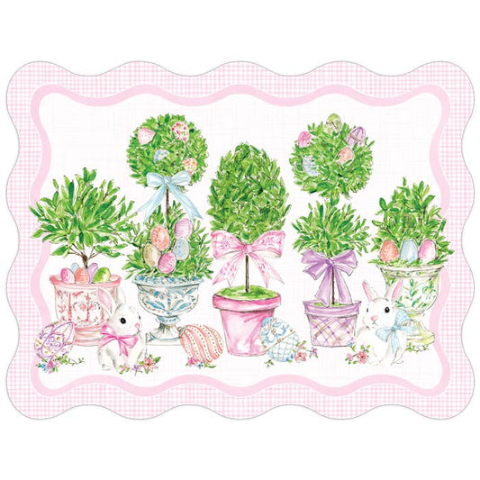 Easter Topiarieswith Eggs and Bunnies Posh Die-Cut Placemat