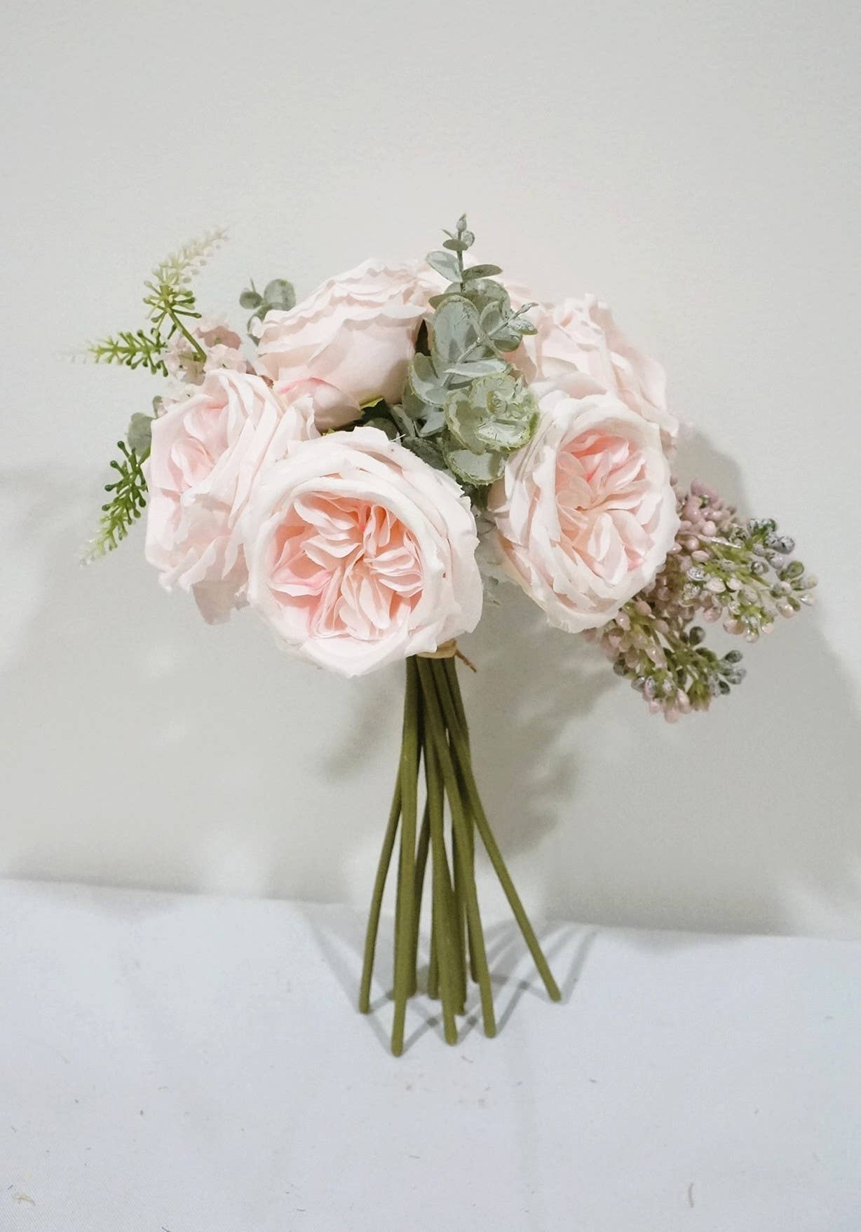 10''T Silk Austin Rose Bouquet, Flowers Greenery Mixed Bunch