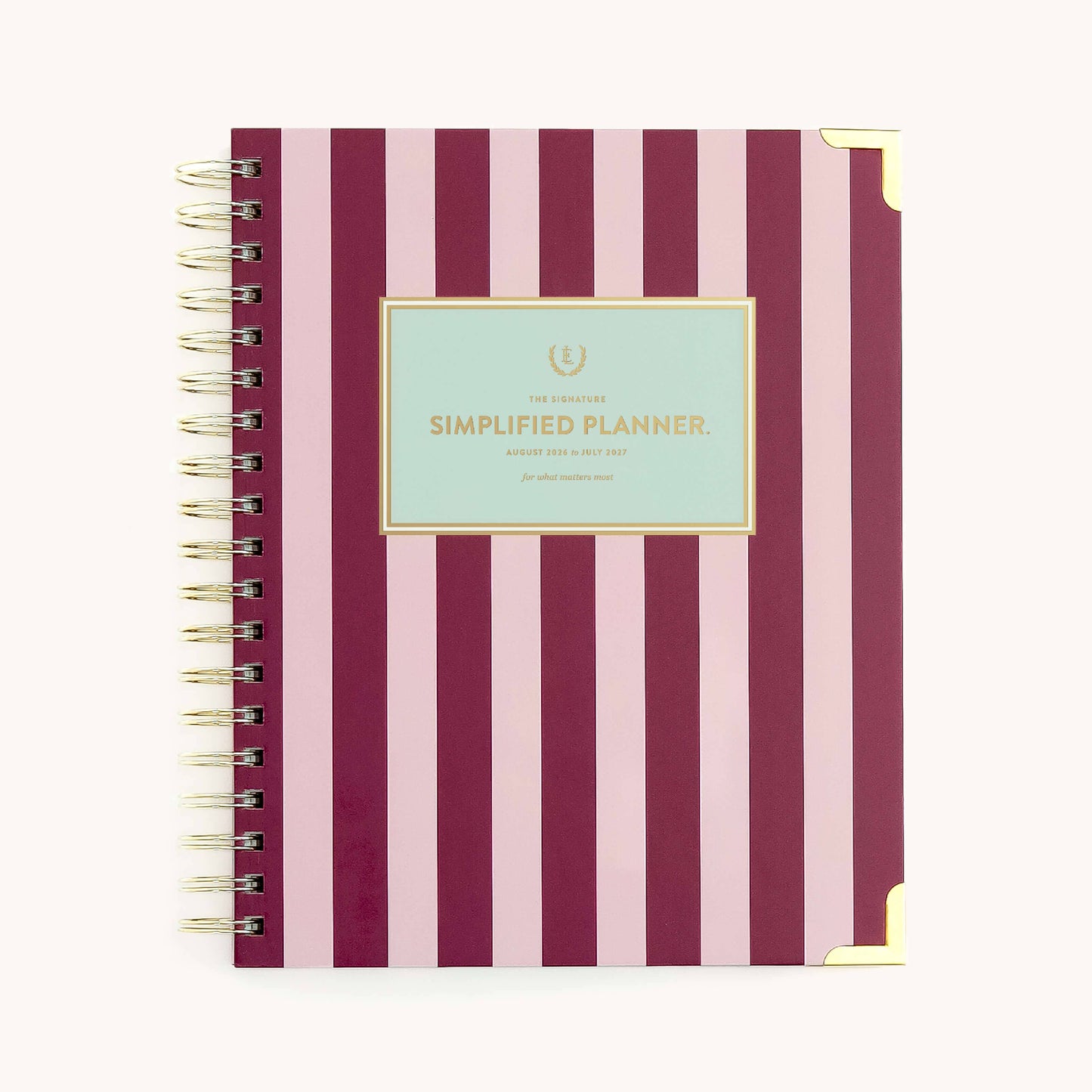 2026-2027 Spiral Weekly Simplified Planner - Berry Stripe