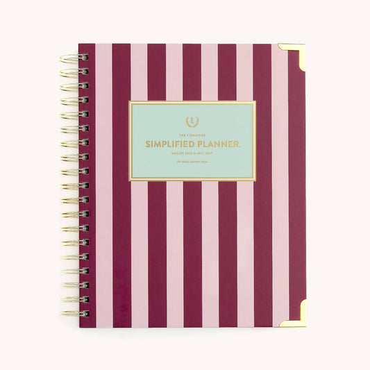 2026-2027 Spiral Weekly Simplified Planner - Berry Stripe