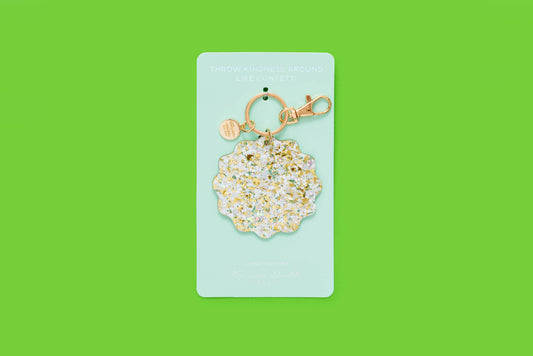 Waves Keychain Pearl + Gold Confetti