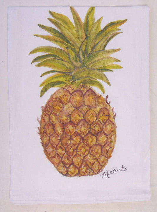 Pineapple on White Flour Sack Towel