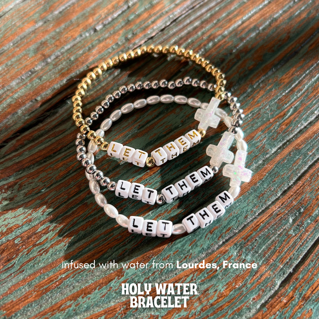 Let Them Holy Water Cross Bracelet