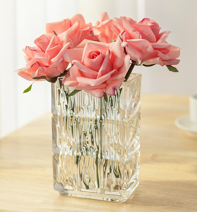 10''T Real Touch Rose Bouquet, Blooming Spring Rose, 5 Stems