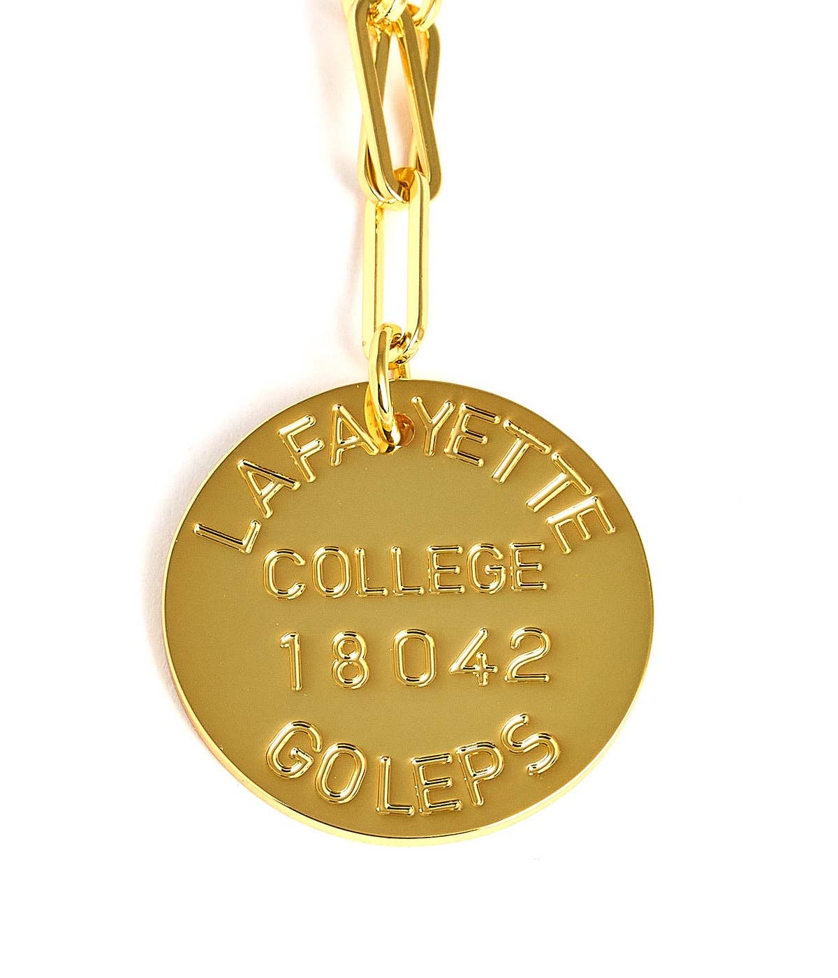 College Tag Charm Necklace - 18k Gold Plated Paper Clip Chain