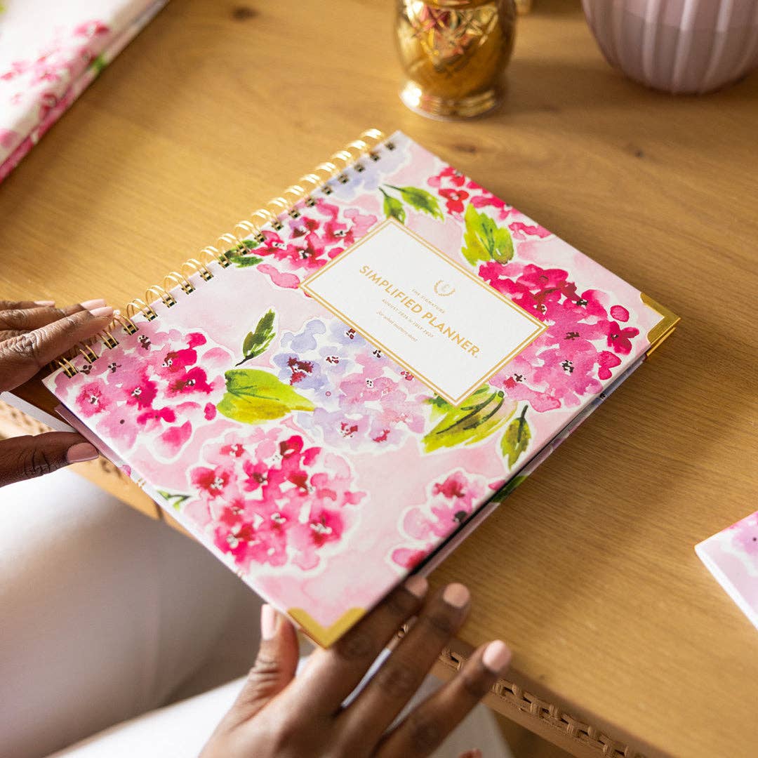2026-2027 Spiral Weekly Simplified Planner - Blush Hydrangea